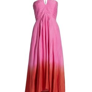 Maria Cher Corrientes Tori Tie Dye Dress Womens Medium Midi Ombré Smocked Resort